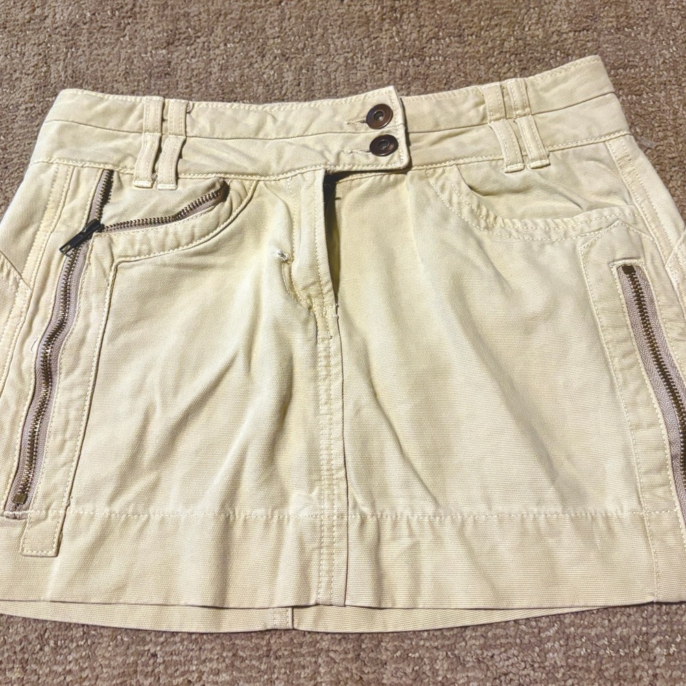 Garage Light Tan Mini Skirt with Zipper